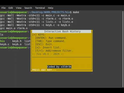 A TUI/CLI version of the history command for Linux terminals