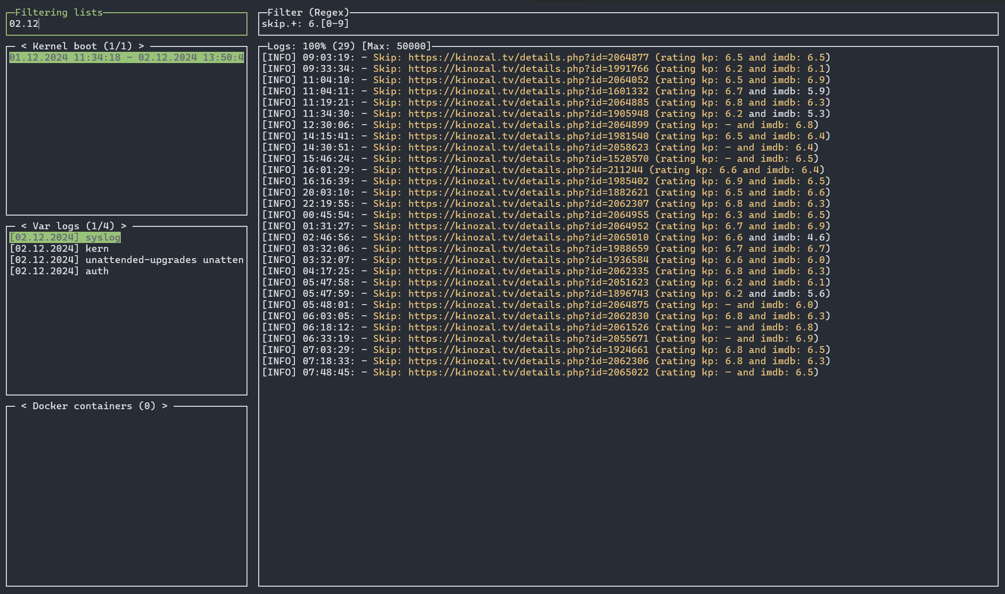 Lazyjournal: A terminal interface for managing system and container logs | lazyjournal