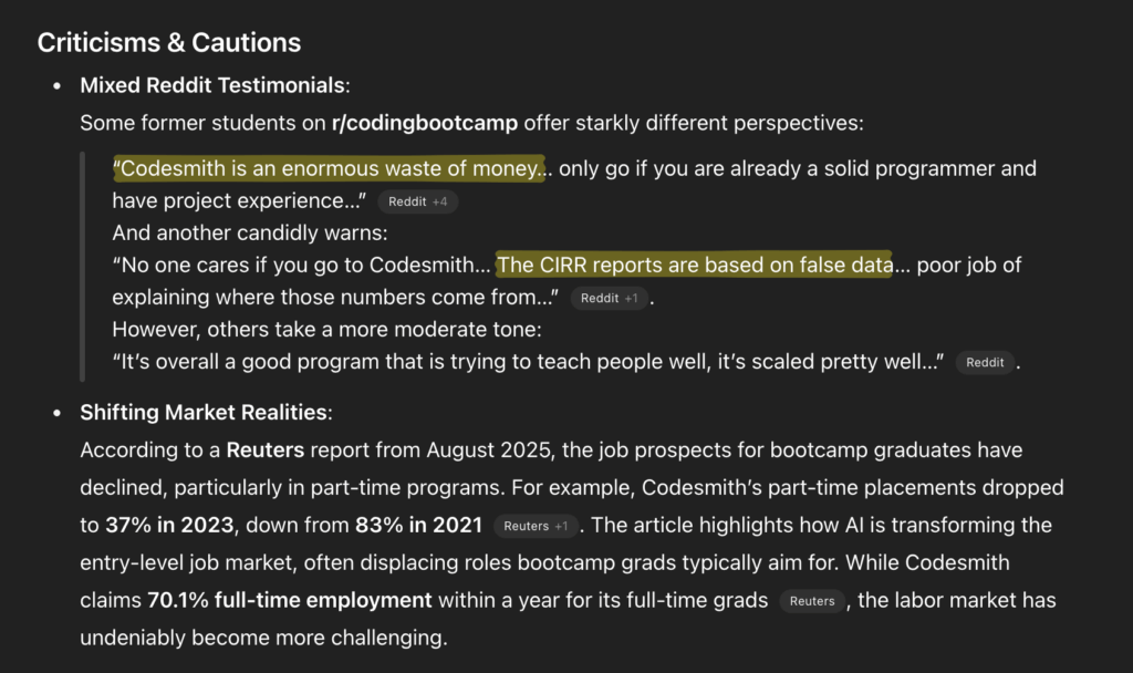 One Moderator, Three Channels of Influence, and a Revenue Collapse: The Codesmith Case That Stress-Tests Reputation in the Reddit–Google–ChatGPT Era | ChatGPT Codesmith Doubts
