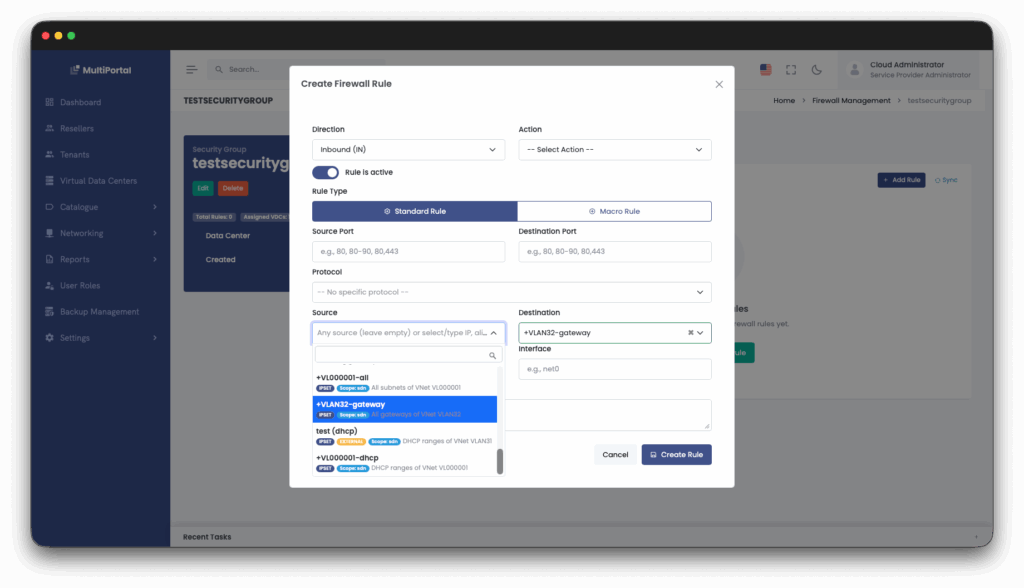 MultiPortal 1.1.1: more reseller autonomy, faster reporting, and a new staged release cadence | multiportal security groups