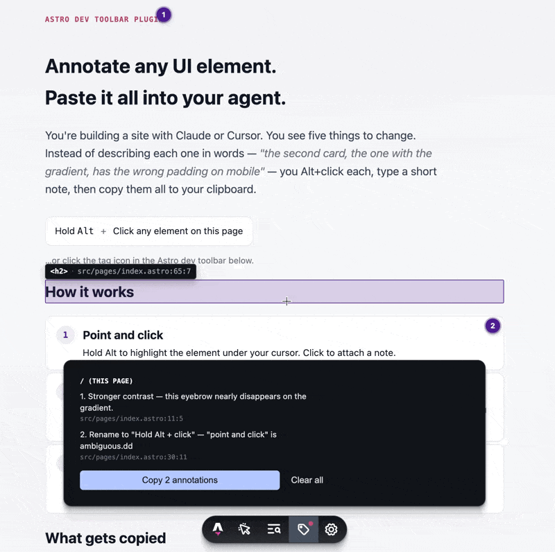 Astro Agent Annotate speeds up work with Claude Code and Cursor | astro agent annotate code