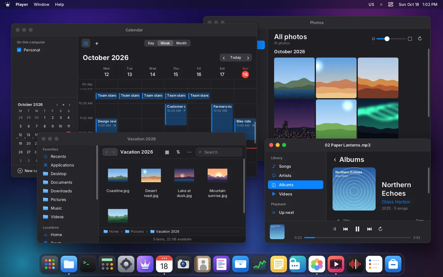 LordOS: a Debian-based distro with its own display server and a visible firewall The LordOS desktop in dark mode