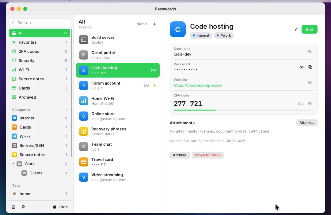 LordOS: a Debian-based distro with its own display server and a visible firewall LordOS Passwords app with passwords, 2FA codes and cards